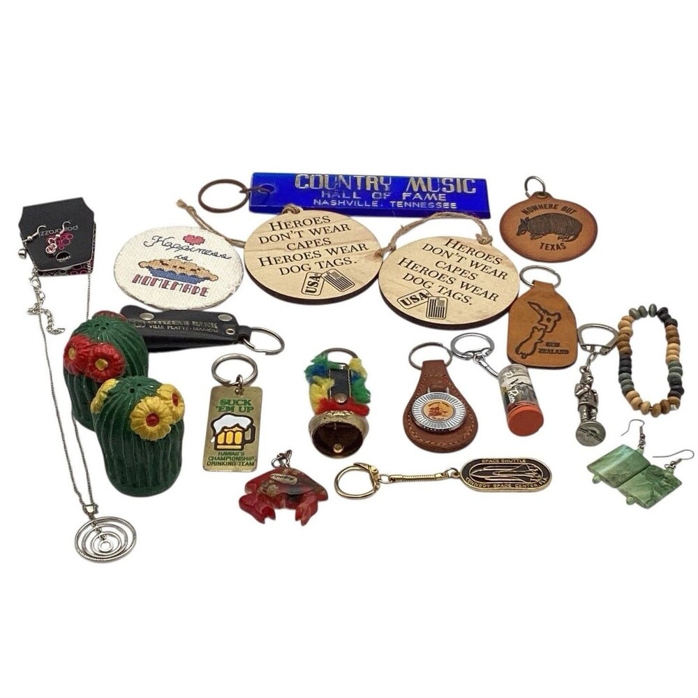 Junk Drawer Lot New and Vintage Assortment Key Chains etc
